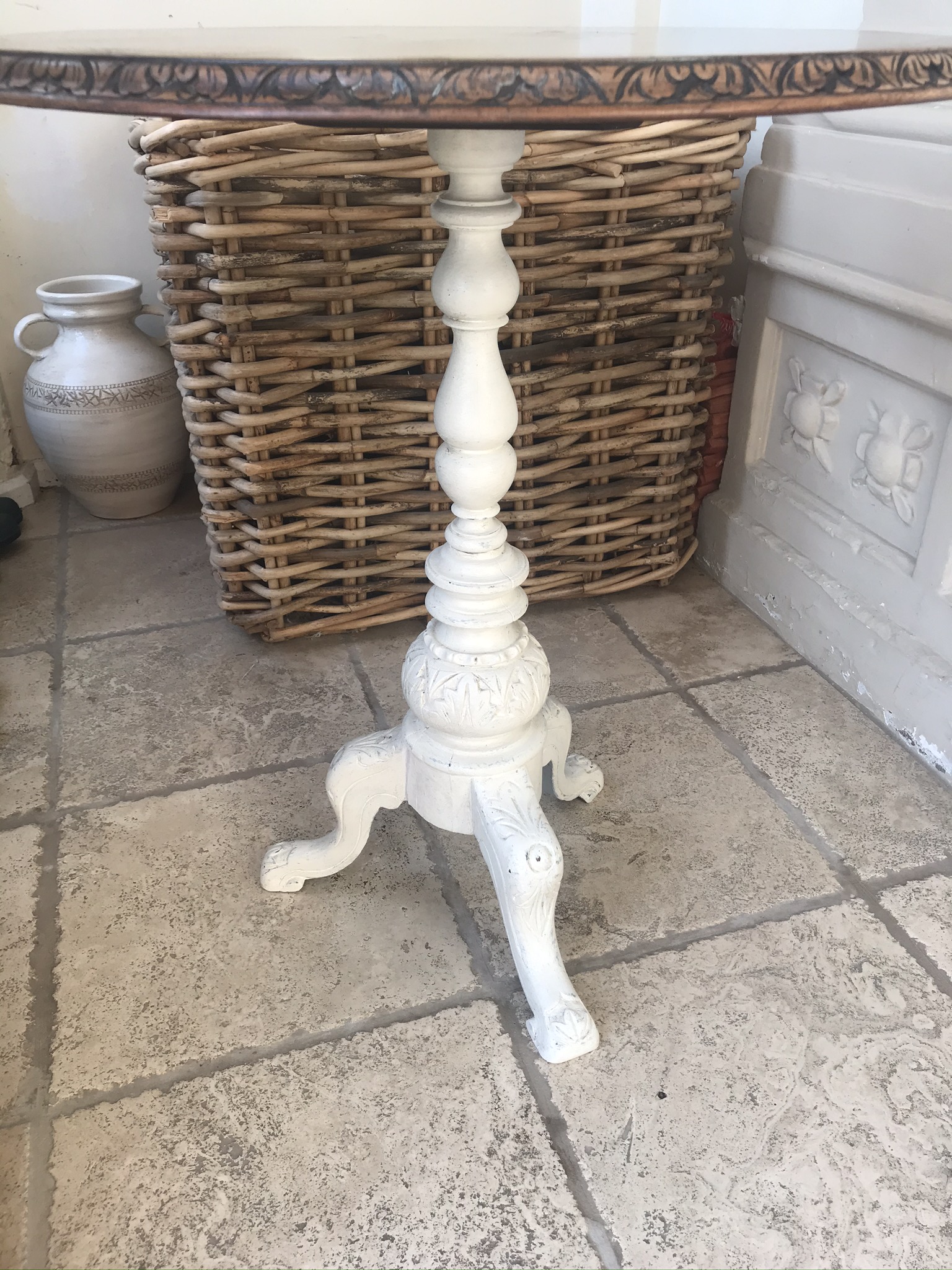 Circular Walnut Centre Table With Painted Base - Image 3 of 6