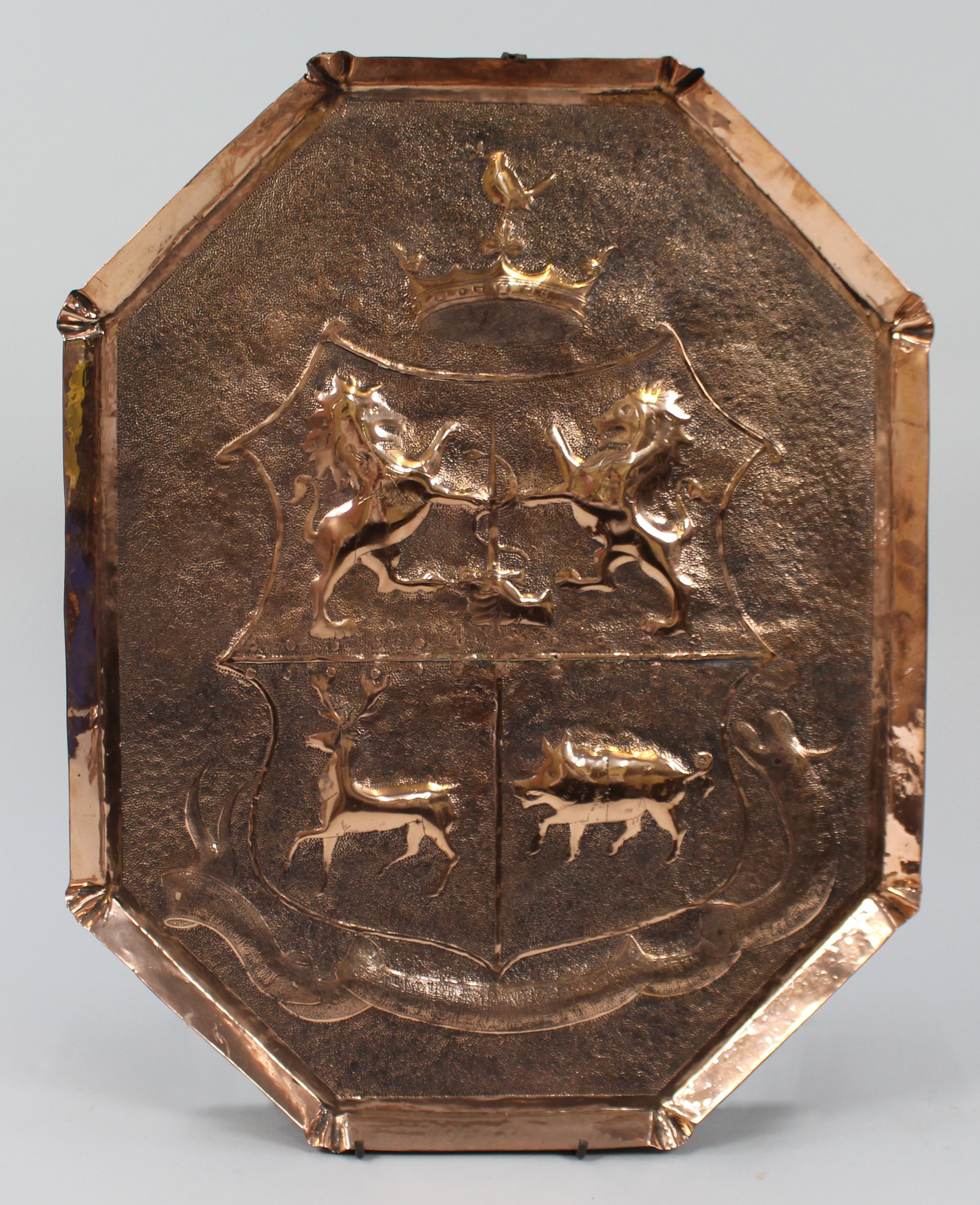 18th c. English Copper Armorial Wall Hanging