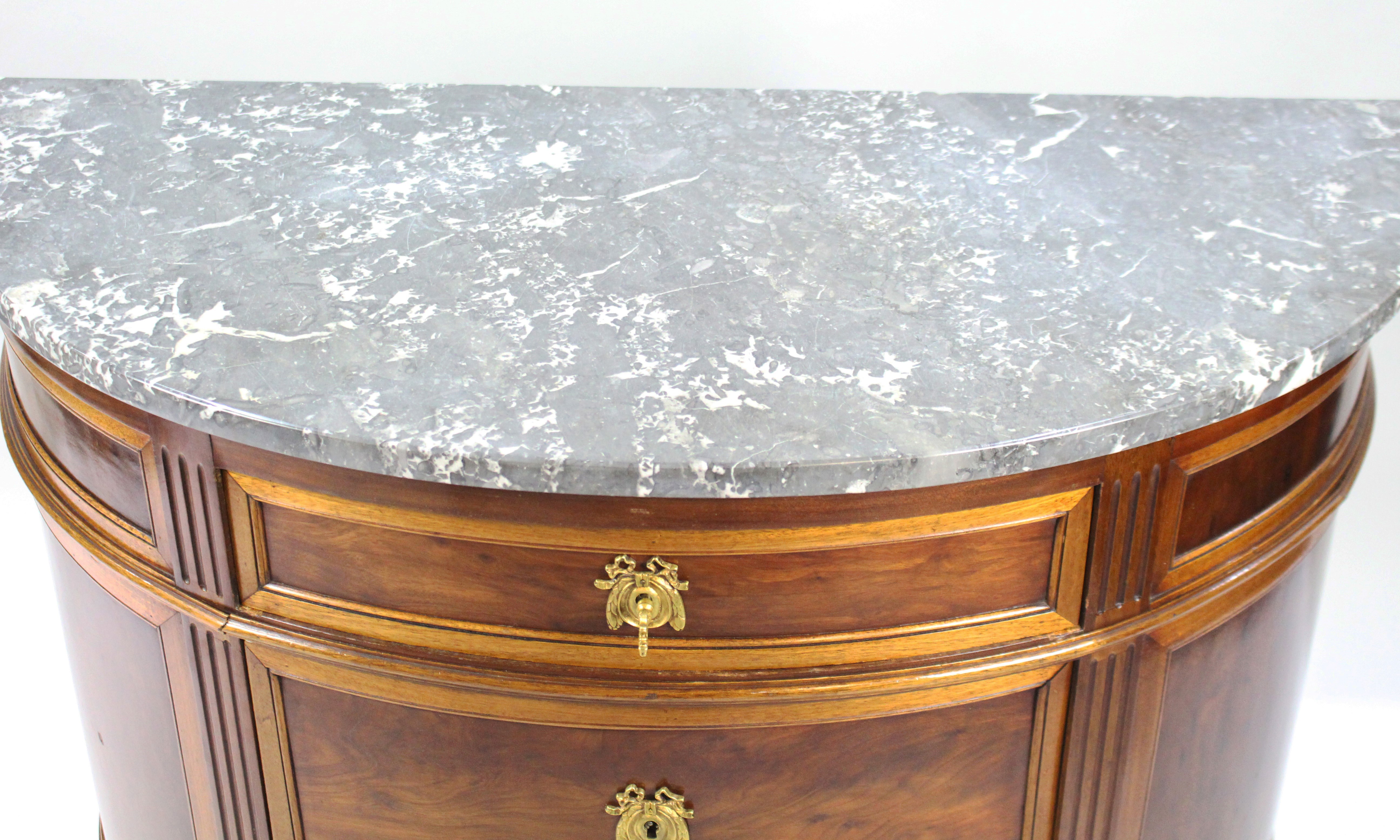 19th c. Demilune Marble Topped Mahogany Commode - Image 6 of 8