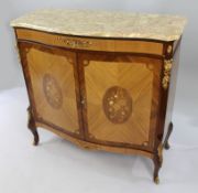 Vintage Epstein Marble Topped Inlaid Side Cabinet