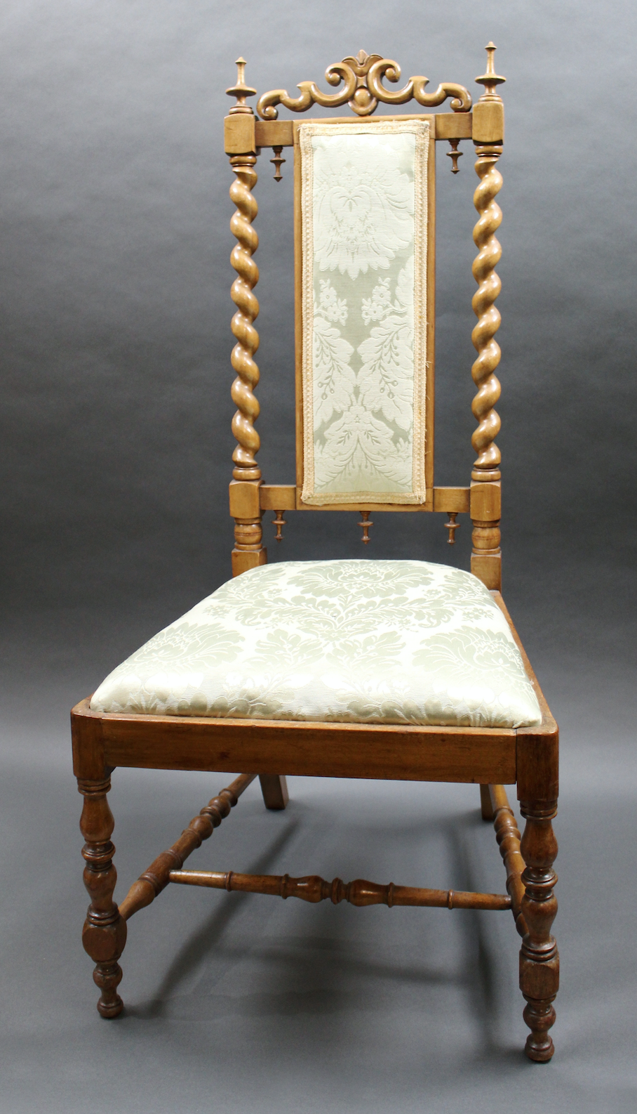 Elegant Satinwood Upholstered Barley Twist Nursing Chair - Image 2 of 10