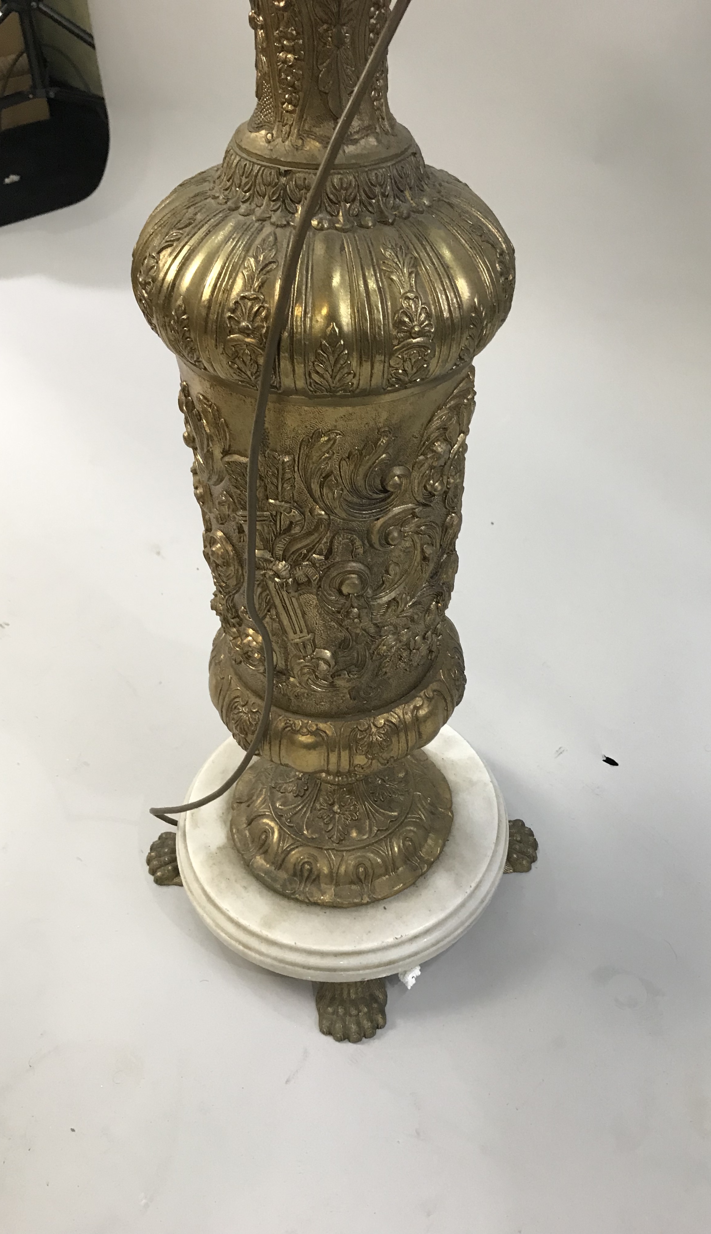 Ornate Heavy Brass & Marble Standard Lamp - Image 9 of 12