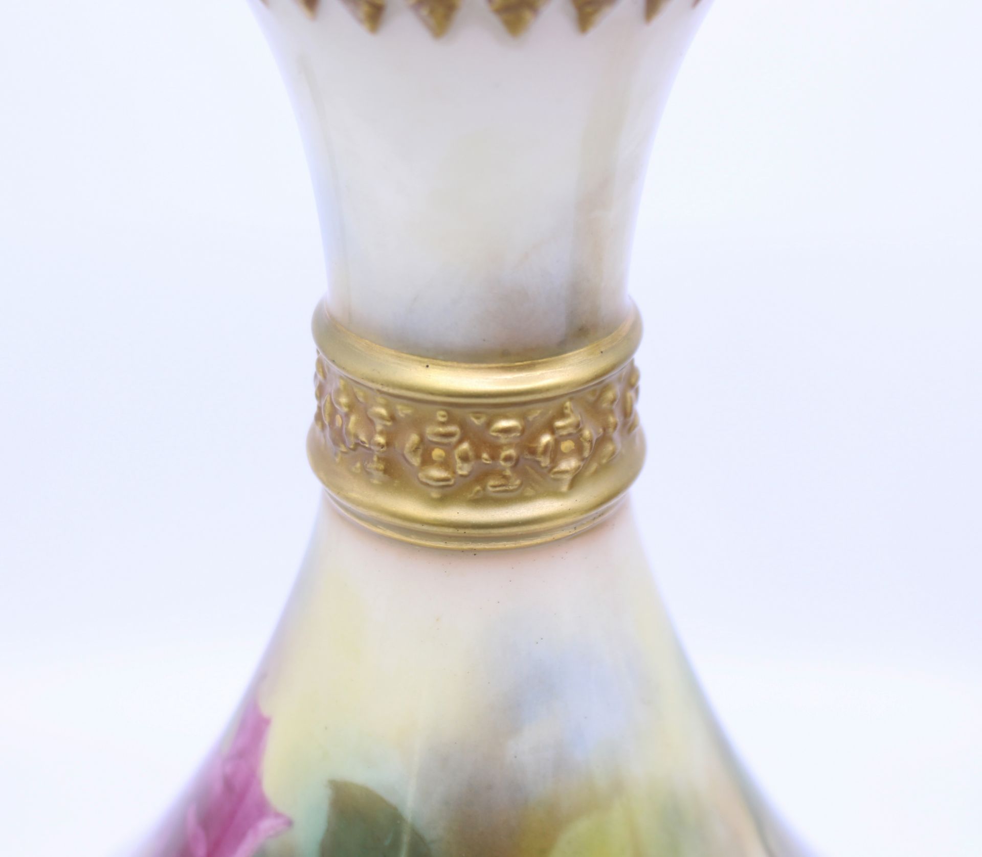 Pair of Royal Worcester Floral Blush 2187 Vases 1917 - Image 3 of 12