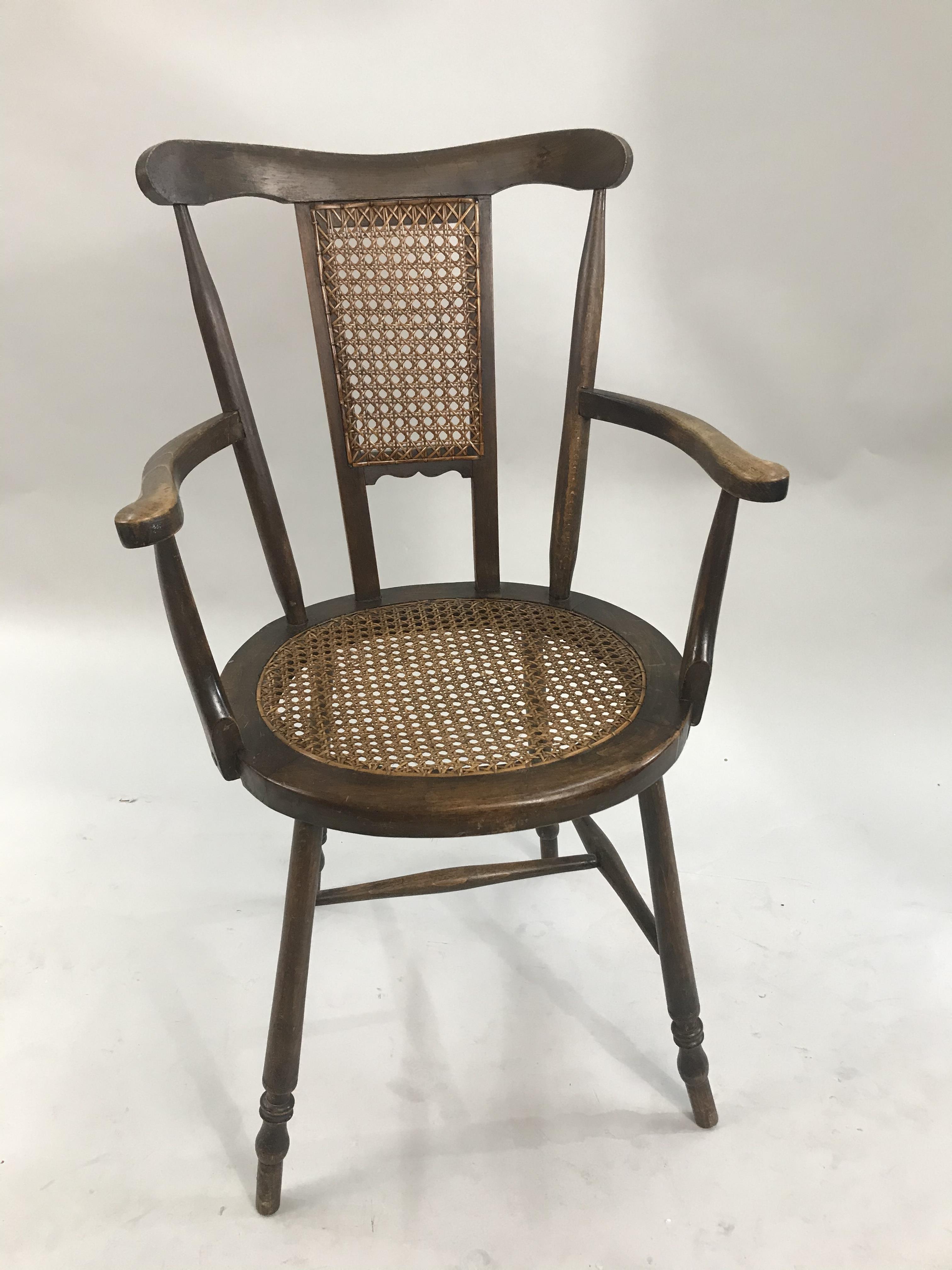 Antique Bergere Cane Armchair