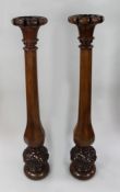 Pair of Early Victorian Carved Mahogany Pedestals