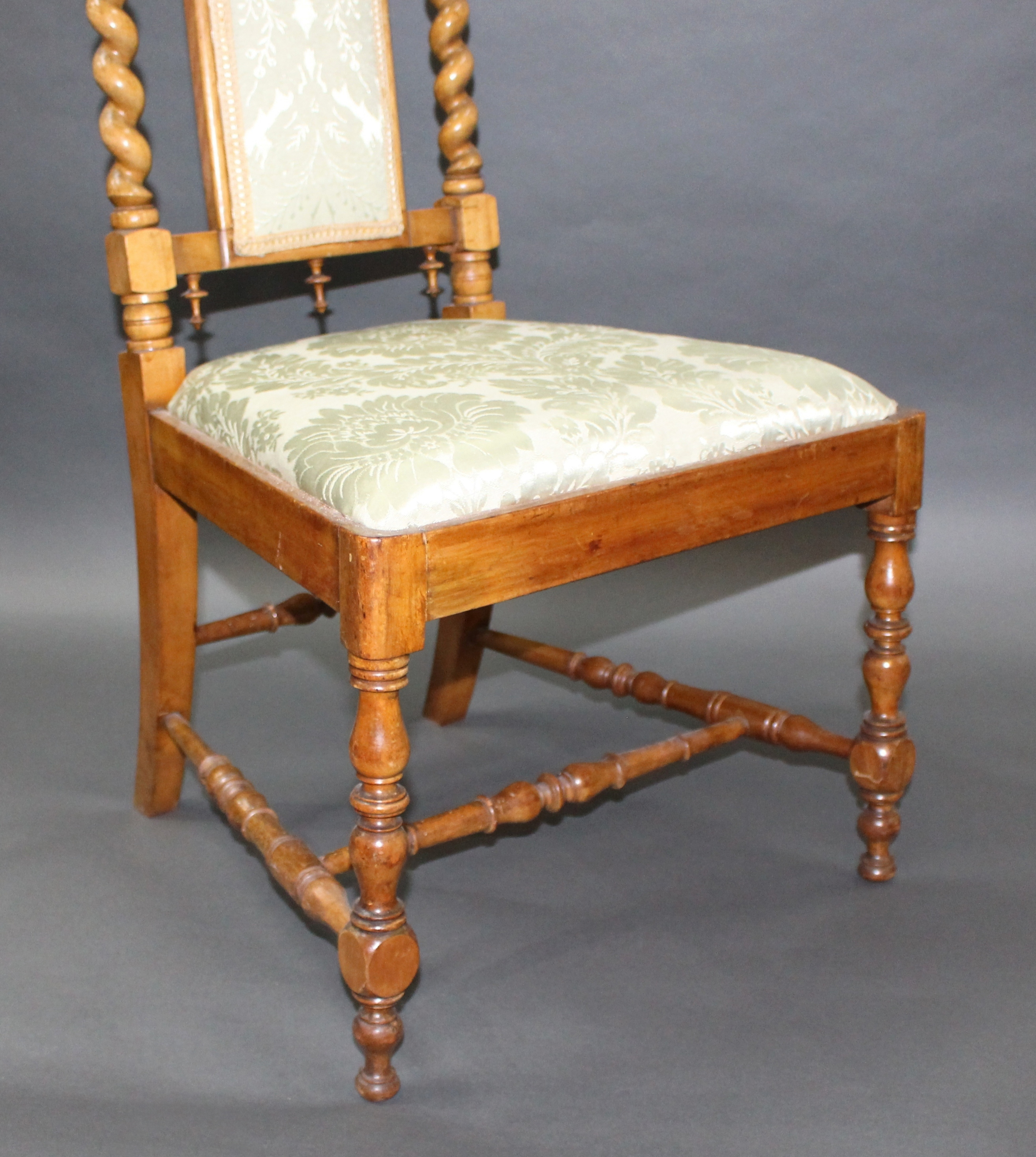 Elegant Satinwood Upholstered Barley Twist Nursing Chair - Image 5 of 10