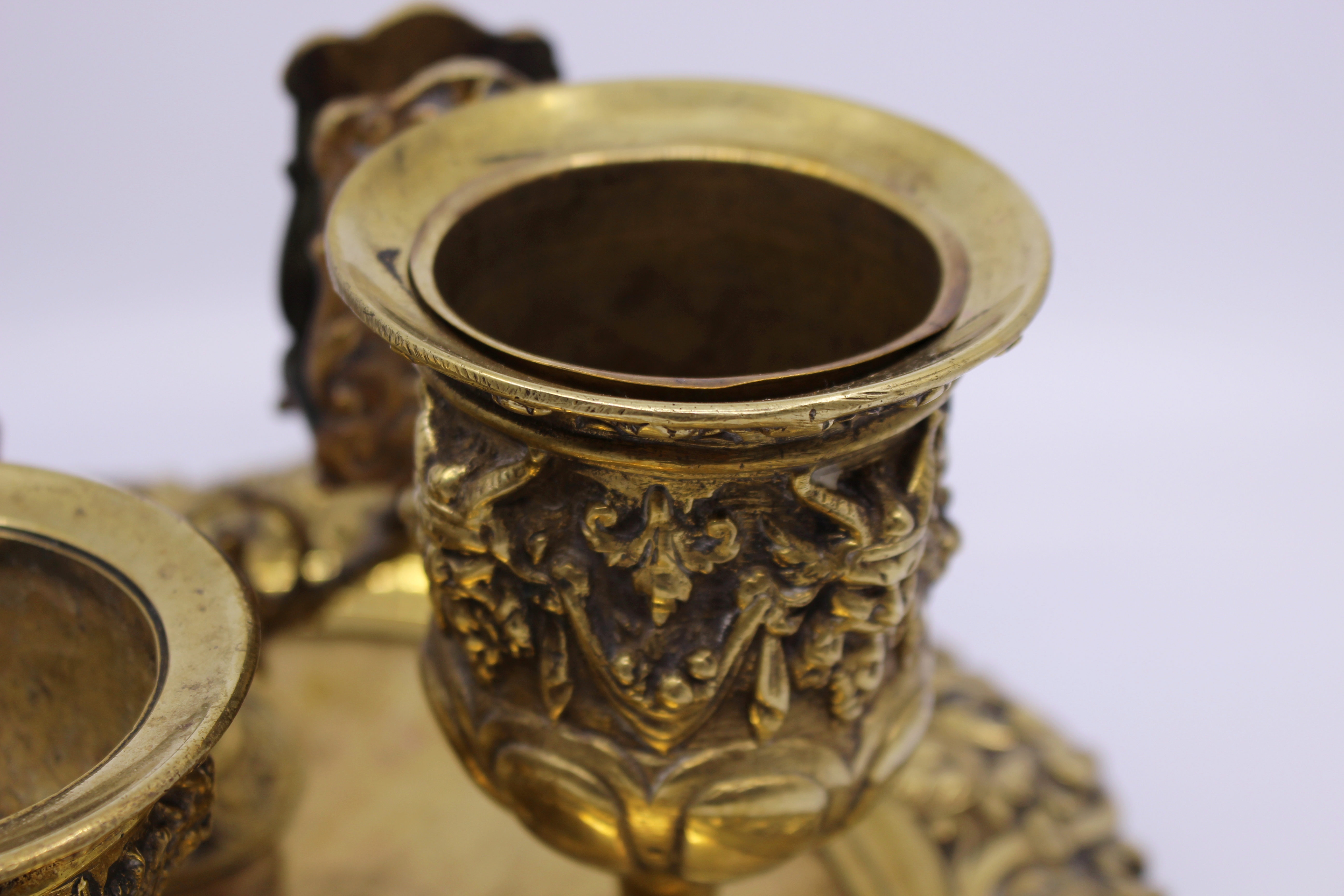 19th c. English Brass Inkwell & Writing Desk Set c.1880 - Image 8 of 9