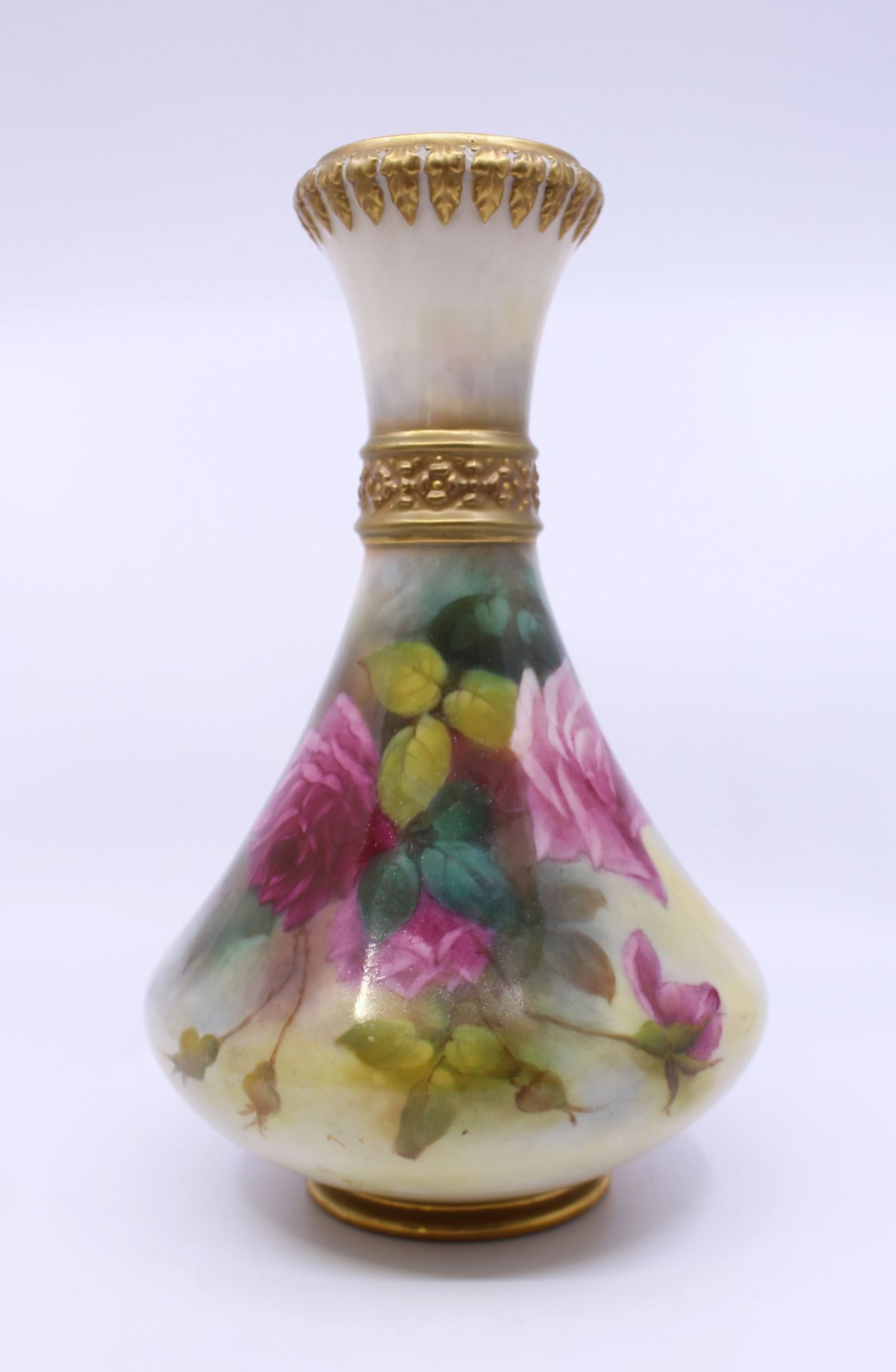 Pair of Royal Worcester Floral Blush 2187 Vases 1917 - Image 7 of 12