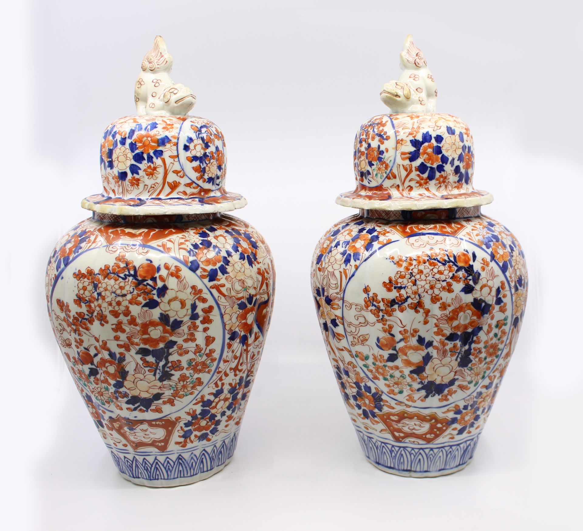 Pair of Antique Chinese Lidded Urns
