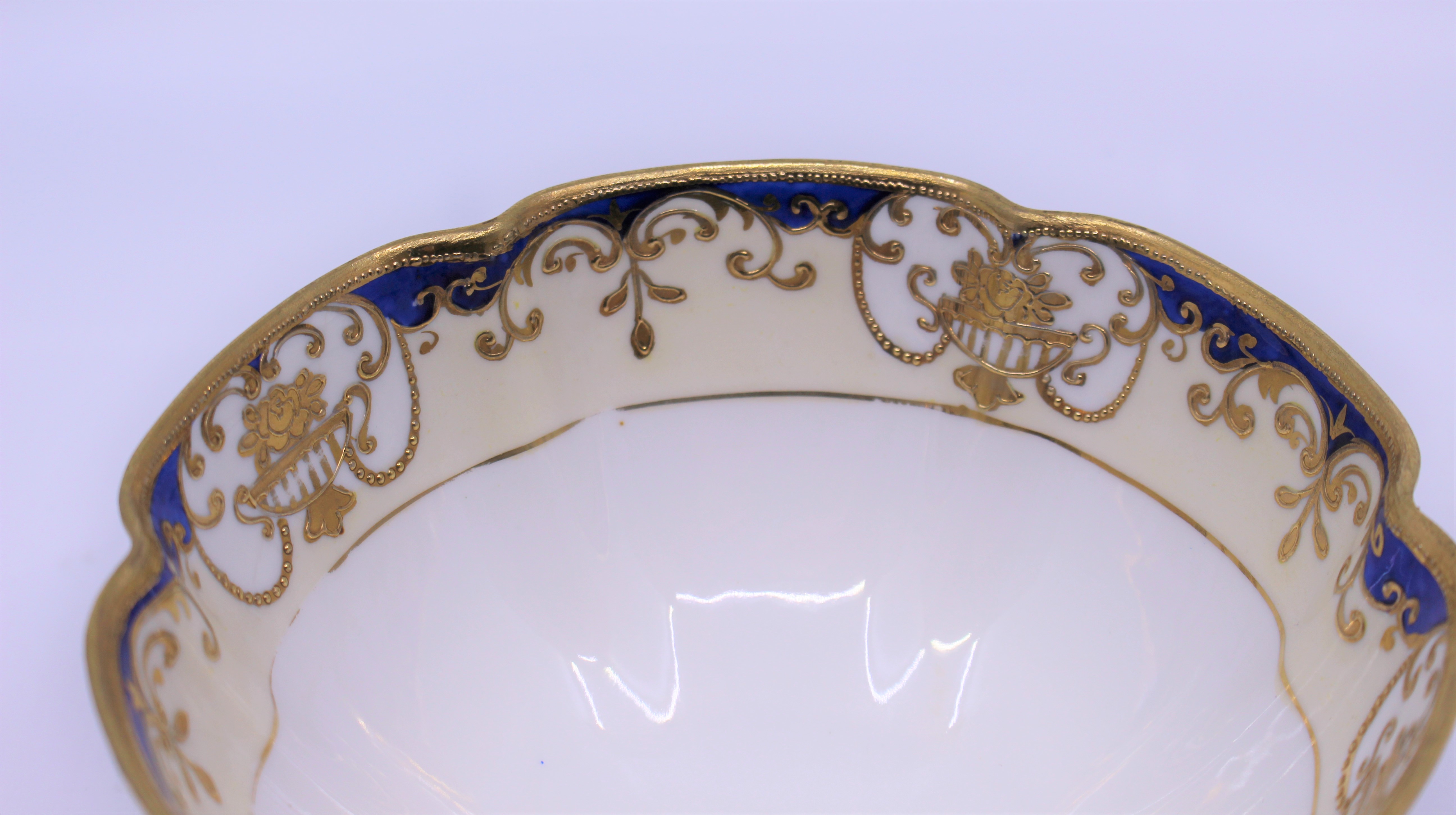 Noritake White, Cobalt & Gilded Footed Bowl - Image 6 of 6