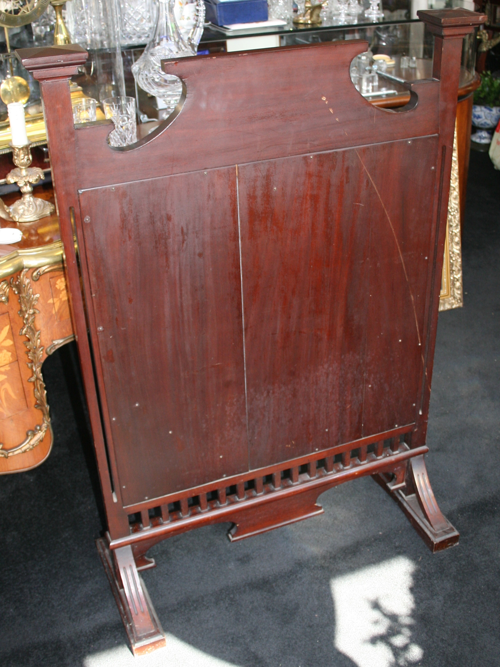 Edwardian Mahogany Engraved Mirrored Fire Screen - Image 7 of 7