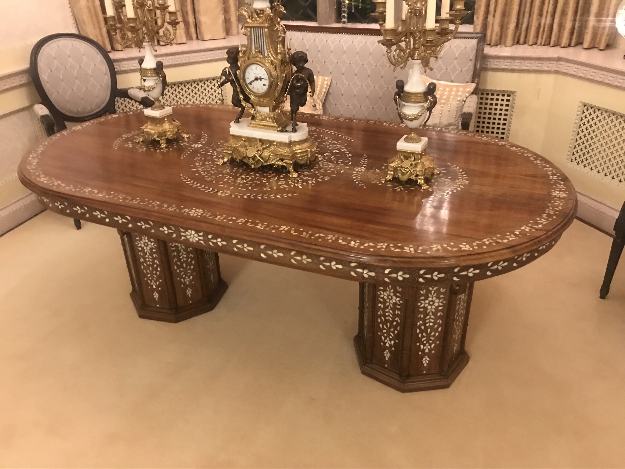 Inlaid Mother of Pearl Rosewood Twin Pedestal Centre Table - Image 2 of 4