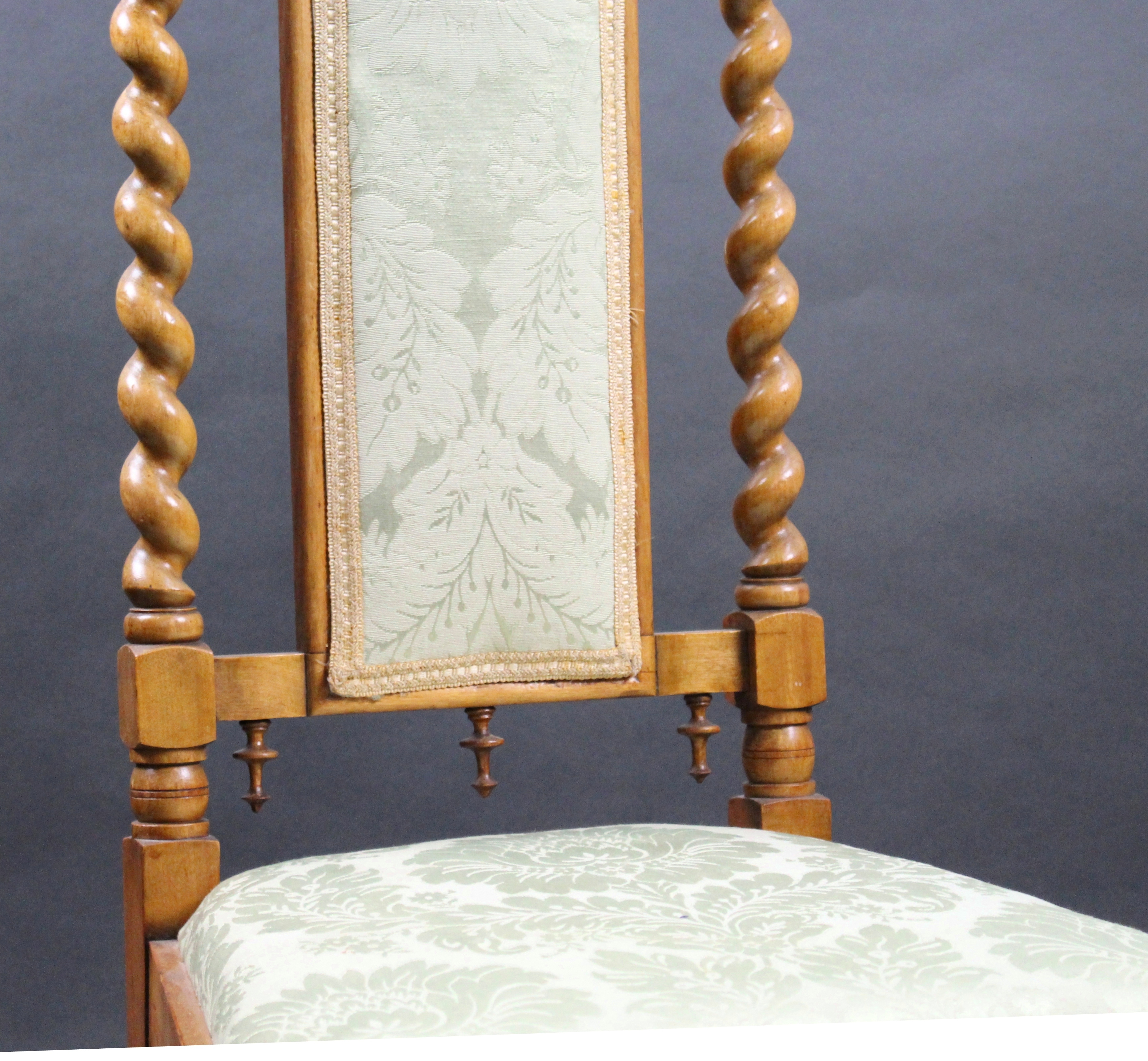 Elegant Satinwood Upholstered Barley Twist Nursing Chair - Image 10 of 10