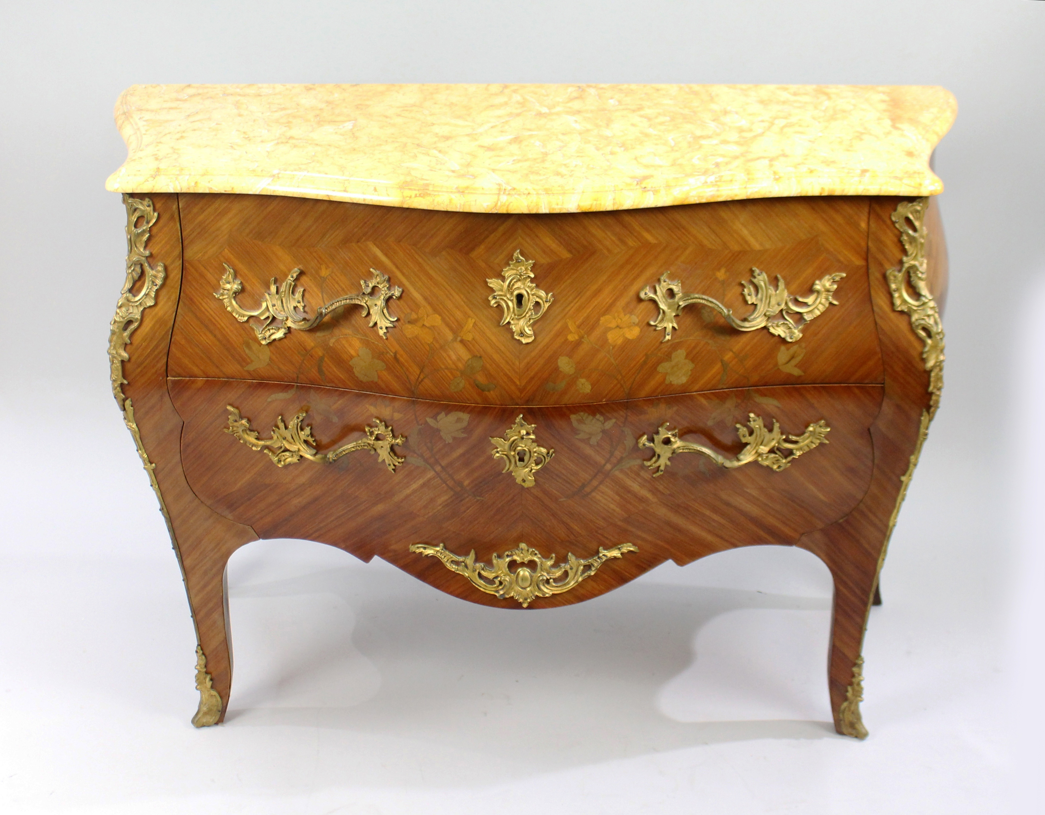 French Bombé Marble Topped Kingwood Commode c.1910