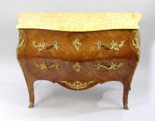 French Bombé Marble Topped Kingwood Commode c.1910