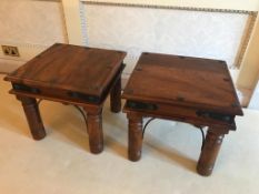 Pair of Heavy Mexican Pine Square Wine Tables