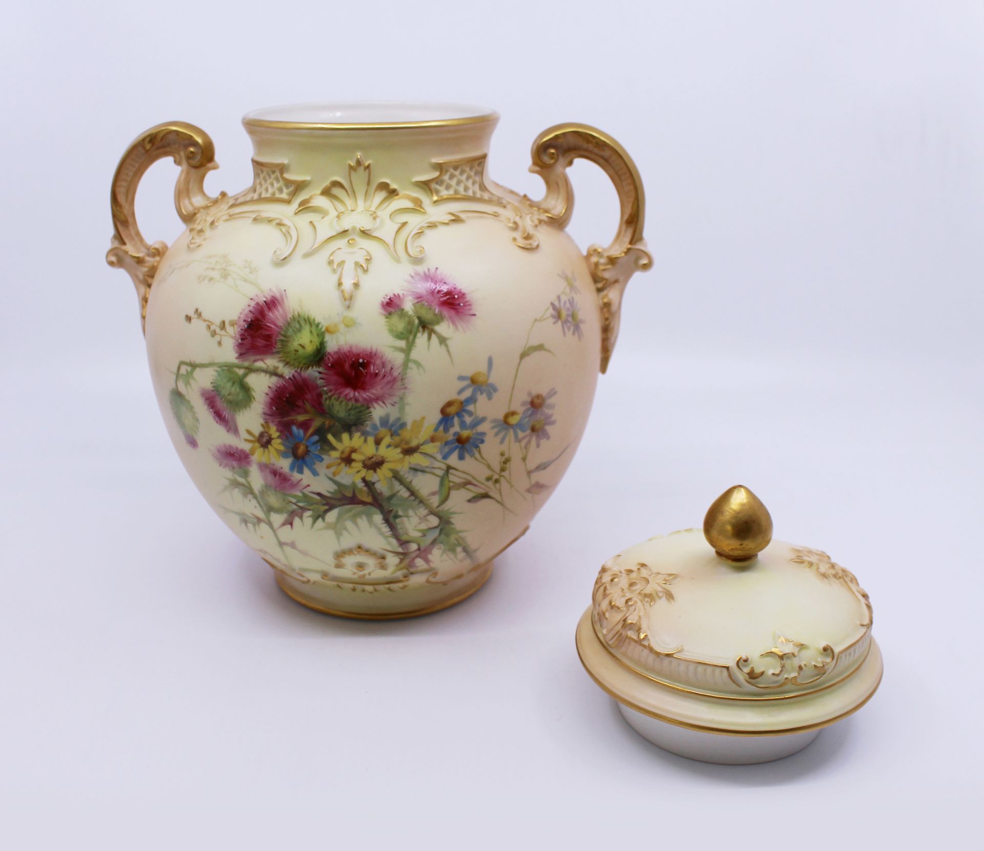 Royal Worcester Edward Raby Two Handled Vase & Cover 1896 - Image 2 of 15