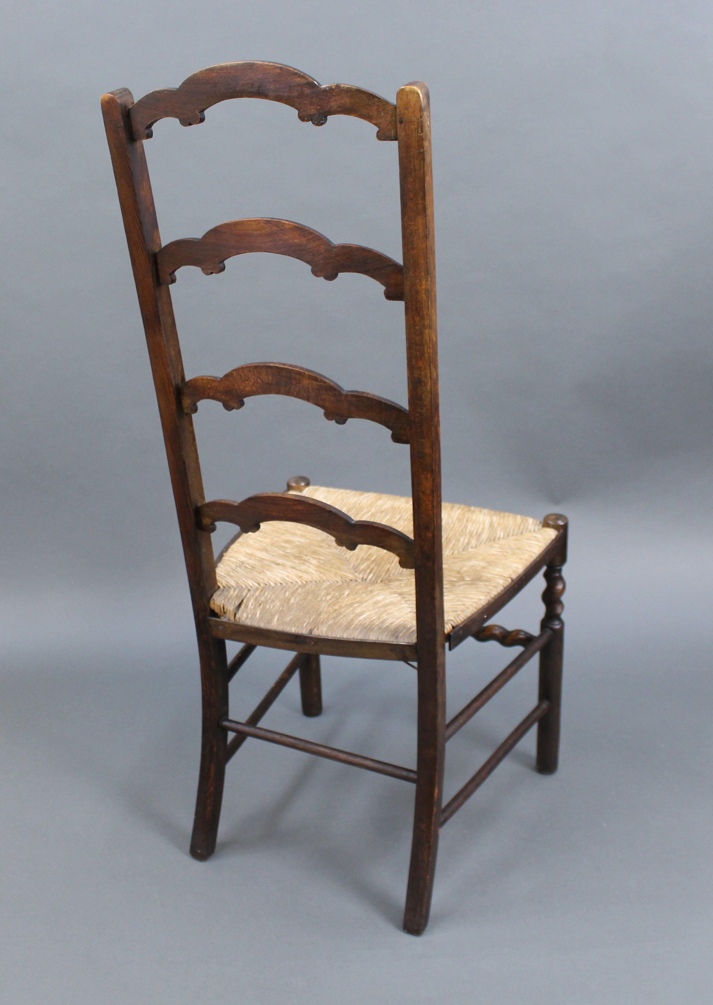 Early 20th c. Beech Ladderback Occasional Chair with Rush Seat - Image 2 of 2