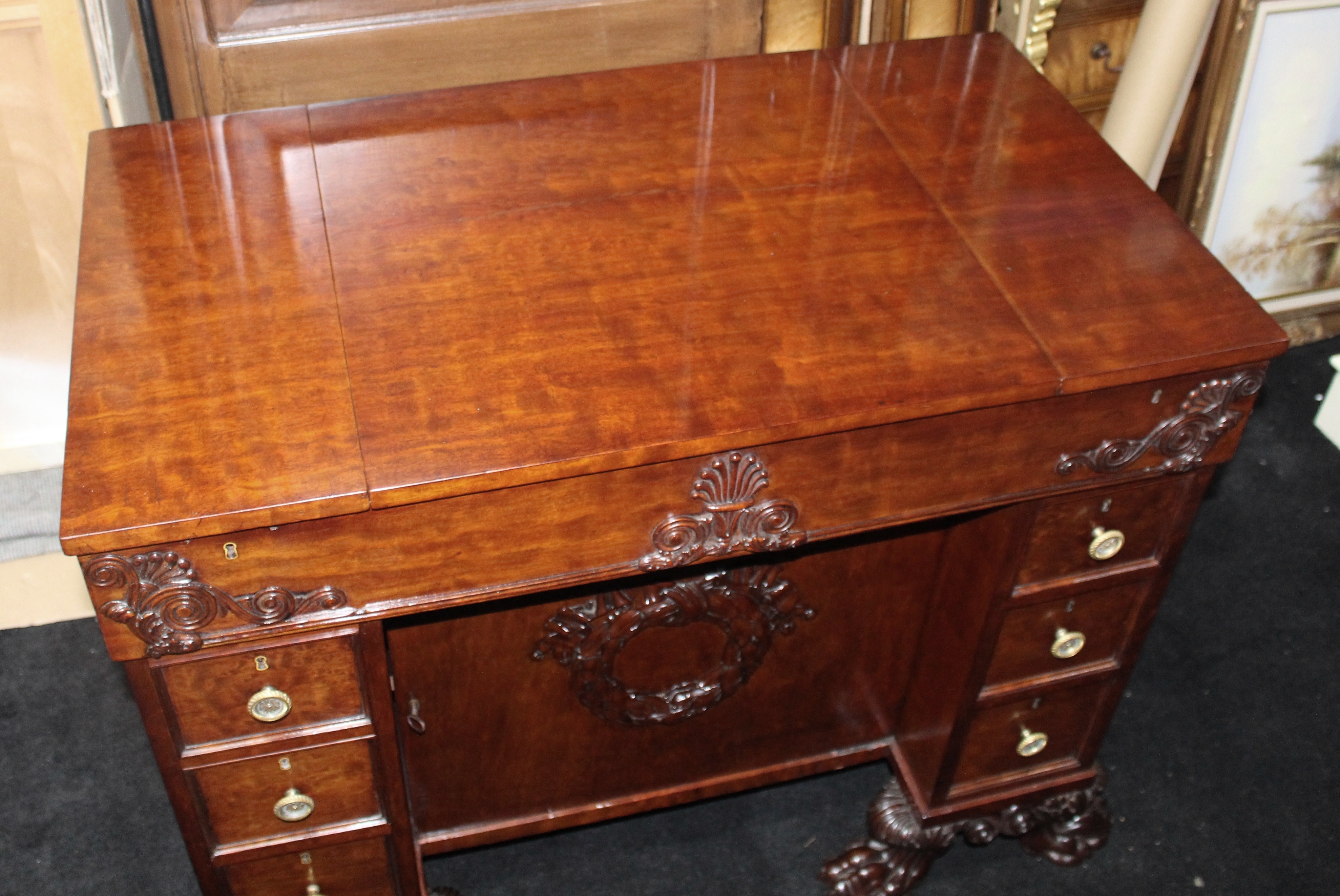Fine Late 18th c. Mahogany Desk with Carved Feet - Image 5 of 8
