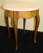 Round Occasional Marble Topped Satinwood Table