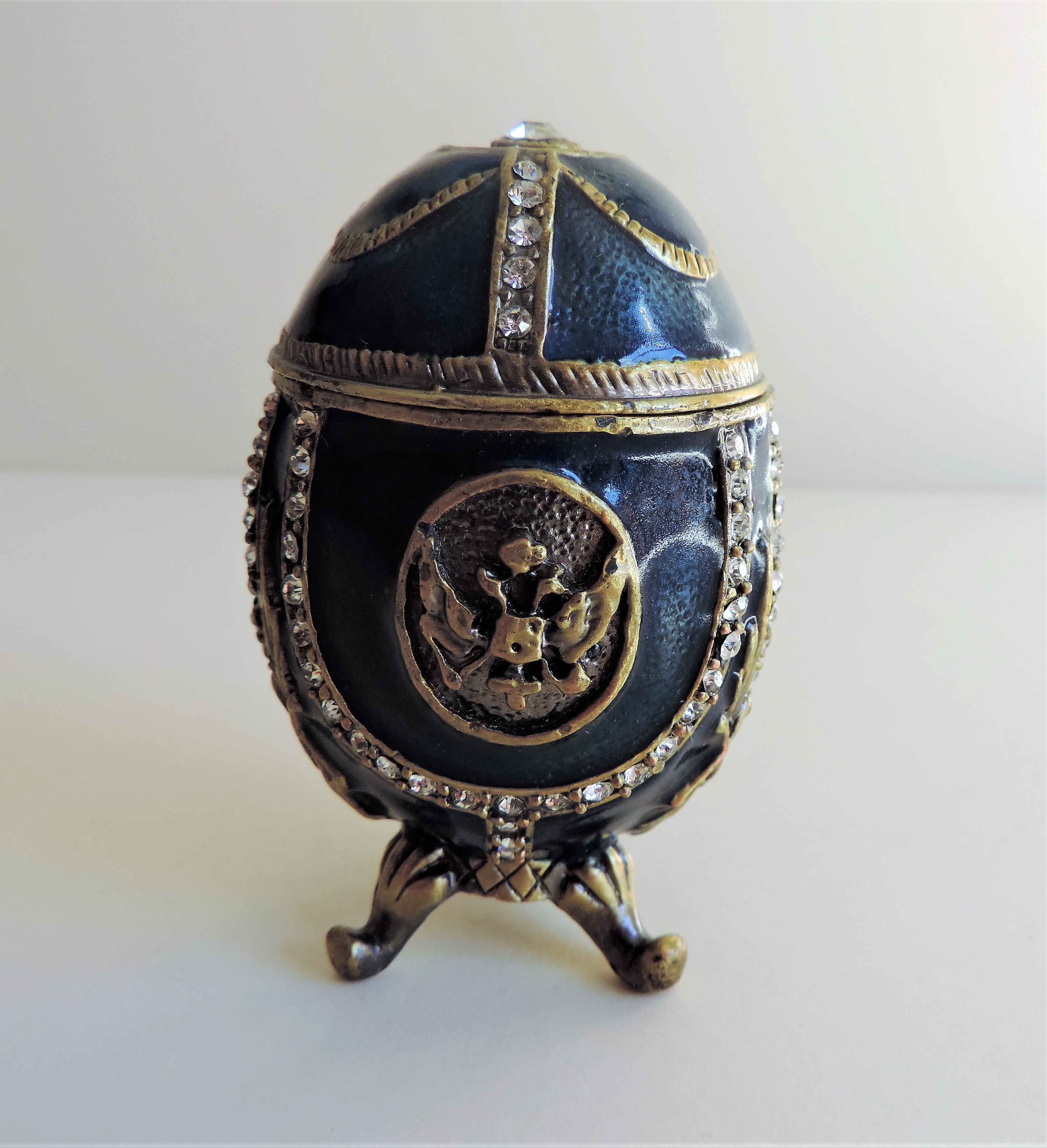 Blue Faberge Style Enameled Egg - Image 2 of 6