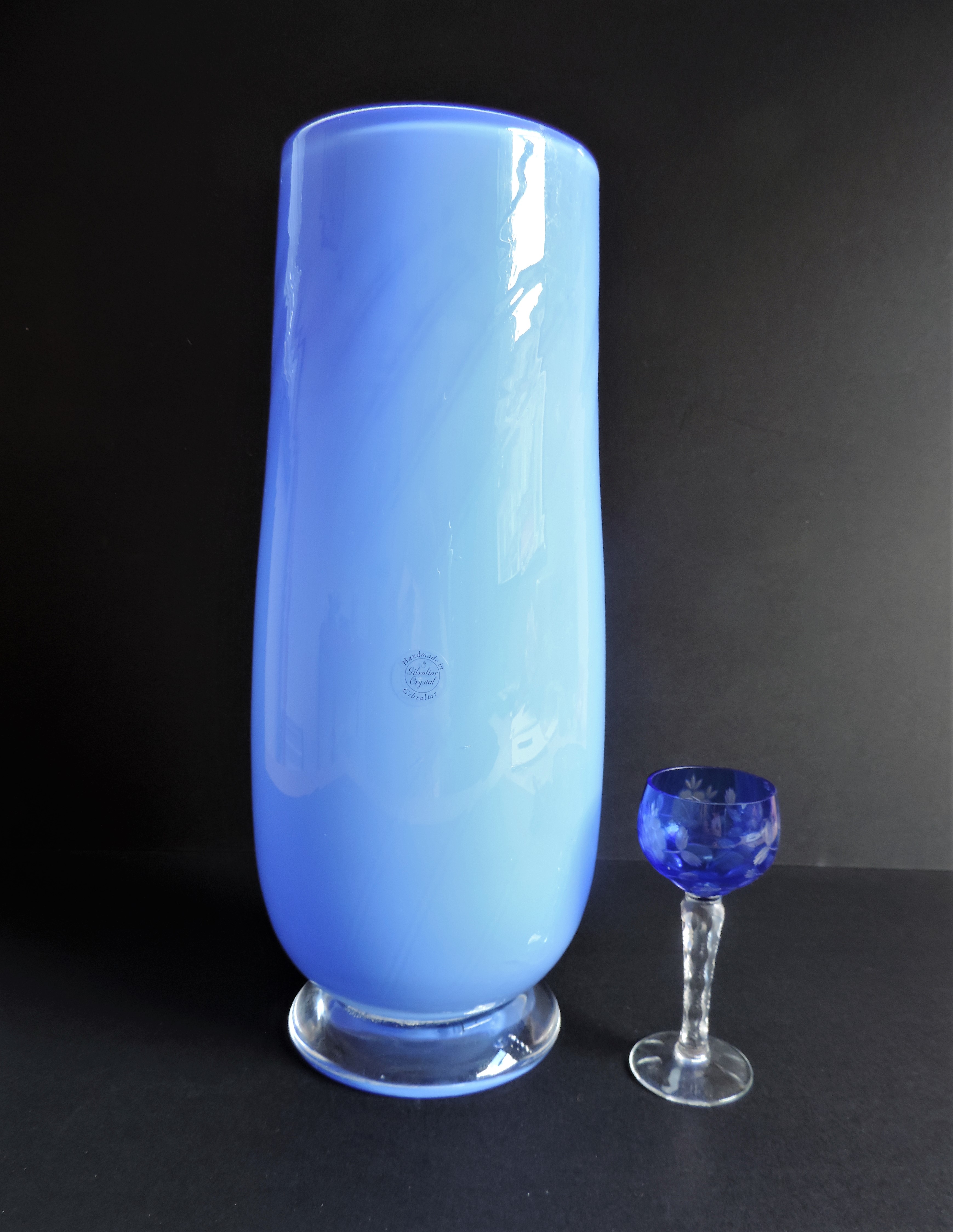 Large Hand Blown Crystal Vase 34cm Tall