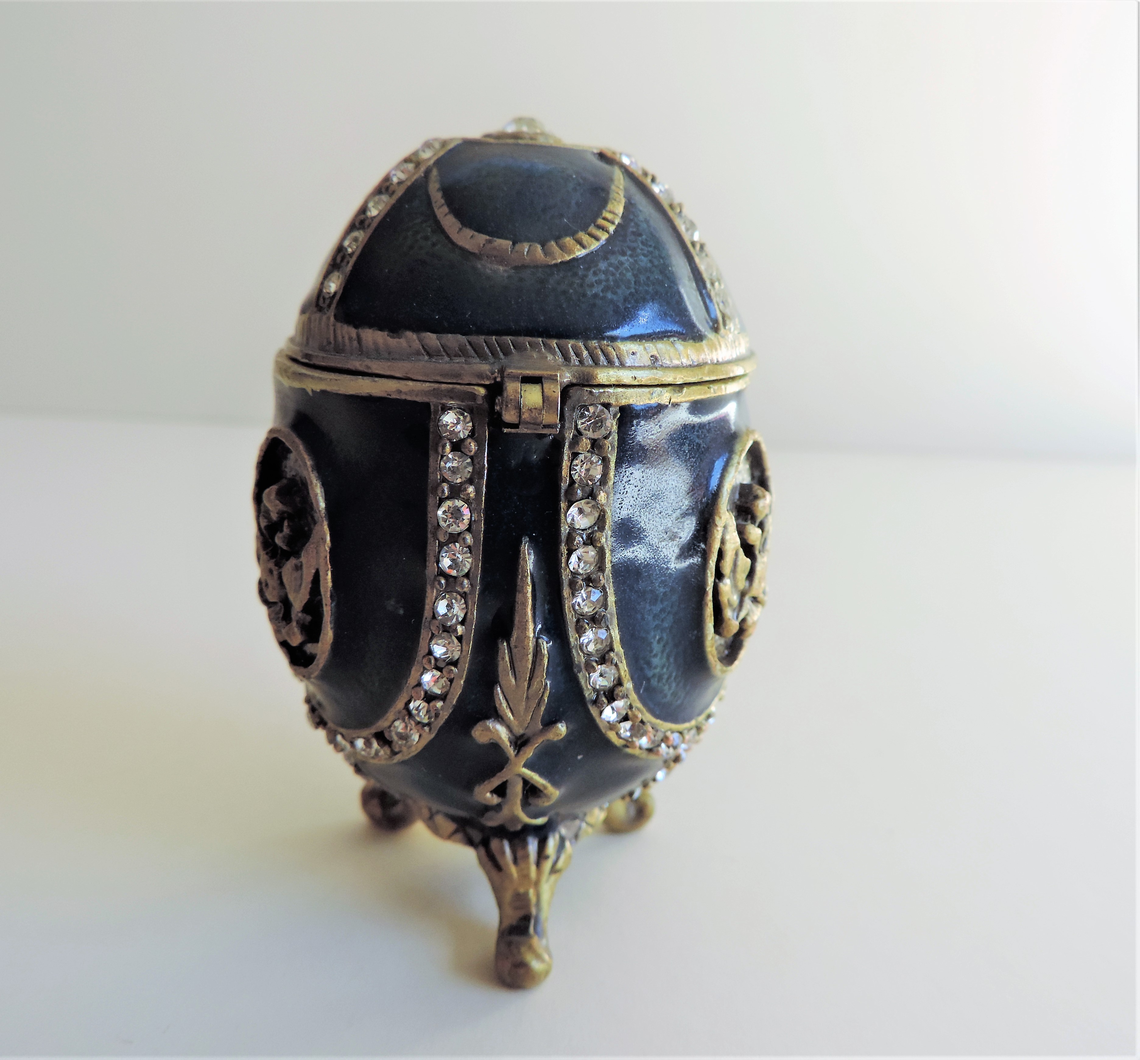 Blue Faberge Style Enameled Egg - Image 5 of 6