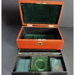 Antique Jewellery Box - Wood Exterior Velvet Lined