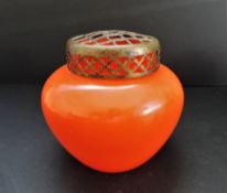 Vintage Bohemian Orange Glass Rose/Flower Bowl