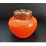 Vintage Bohemian Orange Glass Rose/Flower Bowl