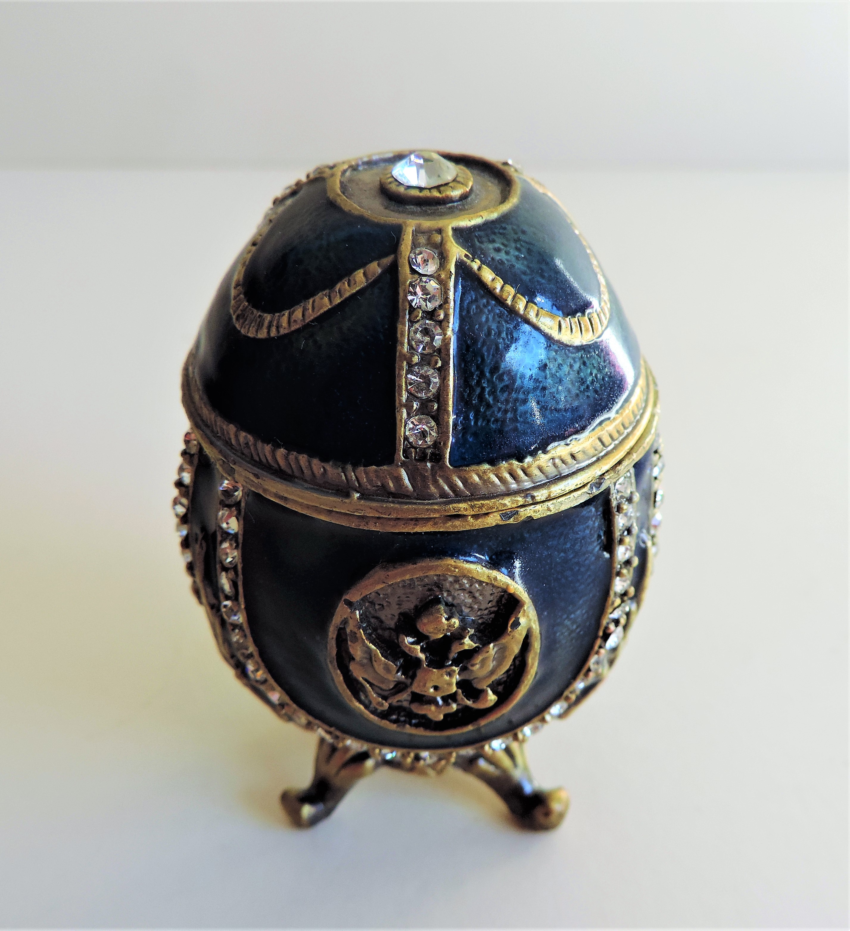 Blue Faberge Style Enameled Egg - Image 3 of 6