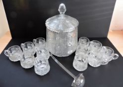 Vintage 14 Piece Bohemian Crystal Punch Bowl Set