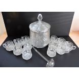 Vintage 14 Piece Bohemian Crystal Punch Bowl Set