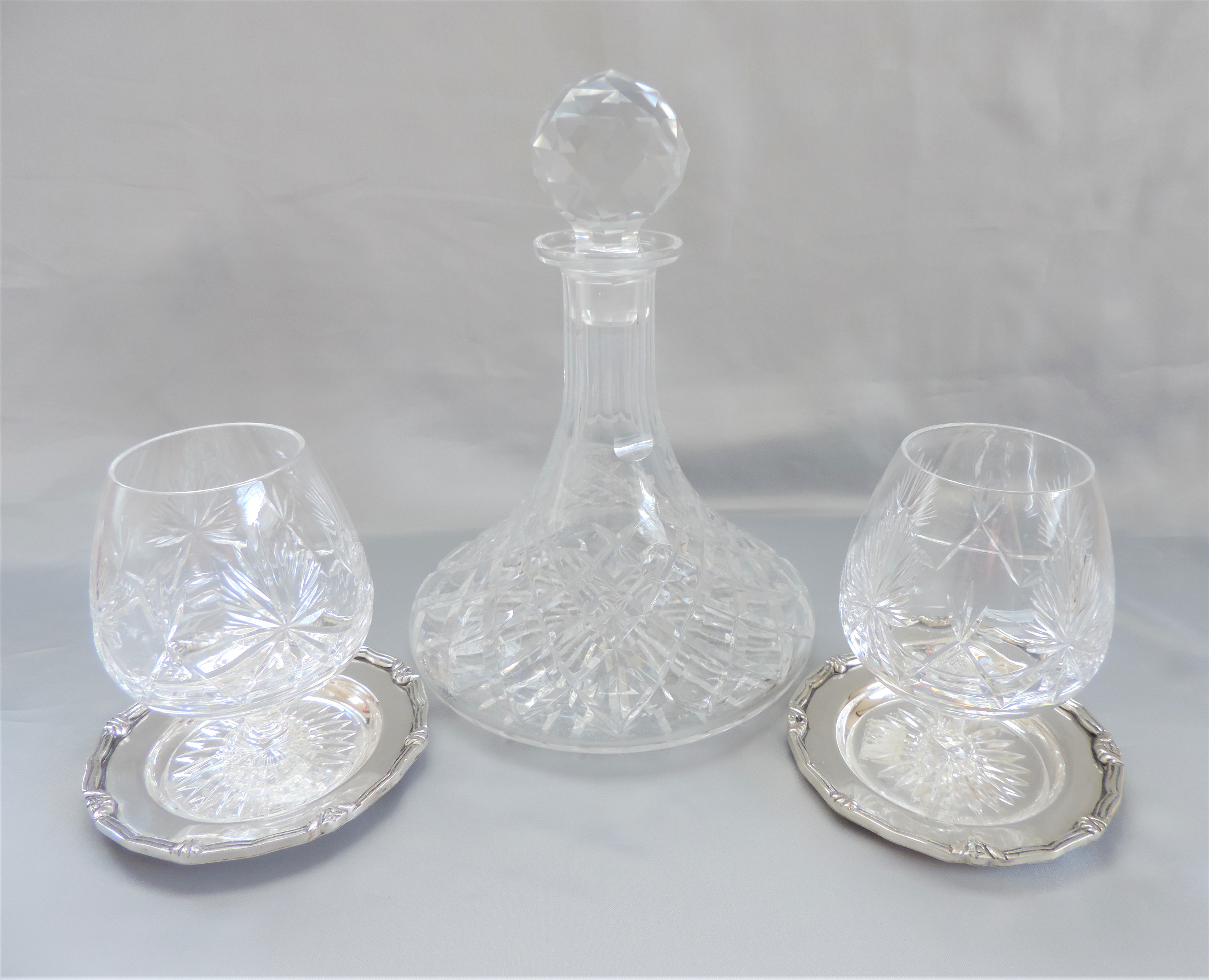 Crystal Brandy Decanter and Glasses - Image 3 of 6