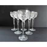 Set 6 Antique Crystal Wine Glasses