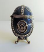 Blue Faberge Style Enameled Egg