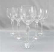 Set of 6 Edwardian Etched Wine Glasses