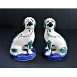 Pair Staffordshire Pottery Dogs