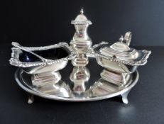 Antique Silver Plate 6 Piece Cruet Set