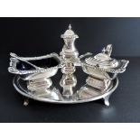 Antique Silver Plate 6 Piece Cruet Set