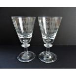 Pair Vintage Crystal Chalice Wine Glasses