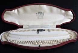 Vintage Pearl Necklace Silver & Marcasite Clasp