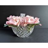 Vintage Bohemian Cut Crystal Flower Basket Vase