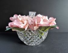 Vintage Bohemian Cut Crystal Flower Basket Vase