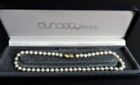 Vintage Pearl Necklace with Silver Clasp by Dynasty Pearls