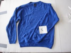 37 x Uneek polycotton blue workwear sweatshirts all size S and 24 blue T-shirts in various sizes (19