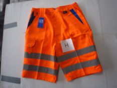 11 x Hi Visibility yellow polycotton shorts in sizes M and L in original packaging in orange ( 18h )