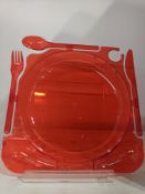 500 Cater Plates in red comes with detachable fork, knife and spoon ideal for parties, camping,