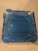 1 x Pallet to contain 1800 Cater Plates in blue comes with detachable fork, knife and spoon ideal