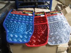50pcs - Brand new Stainless Steel / Chrome -style in silver blue and red mix of 4 pc car mat set - o